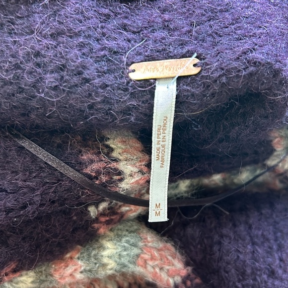 Free People Sweater Purple Striped Alpaca Wool Blend Cardigan Coat Sz M NEW - Picture 11 of 13
